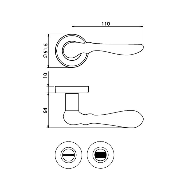 FIOCCA bathroom door handles with Round Rosettes, Rose Gold - Image 2