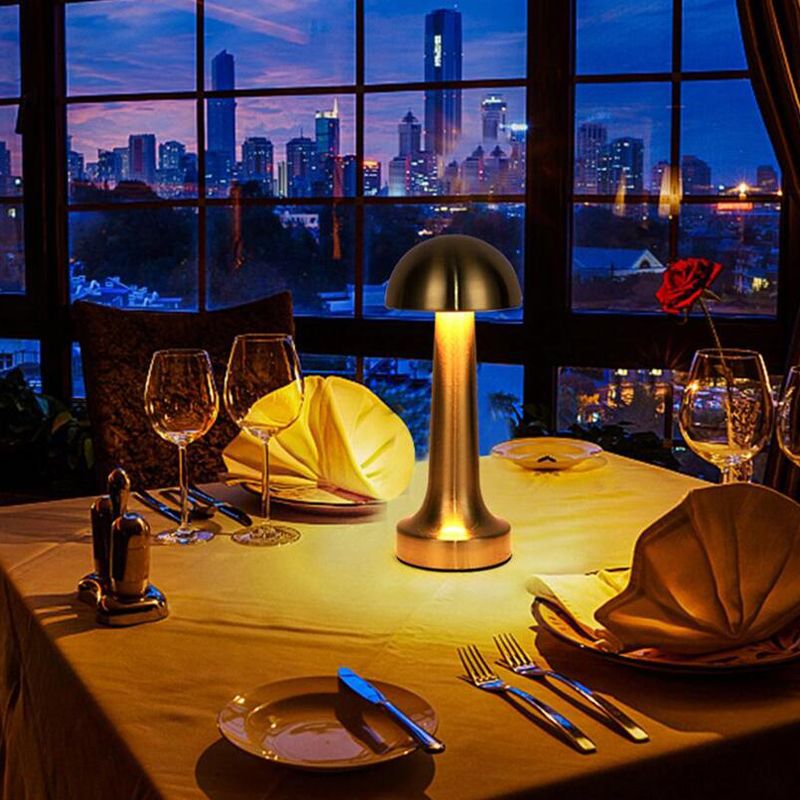 Portable cordless LED table lamp touch control, USB rechargeable, metal, Satin Gold - Image 5