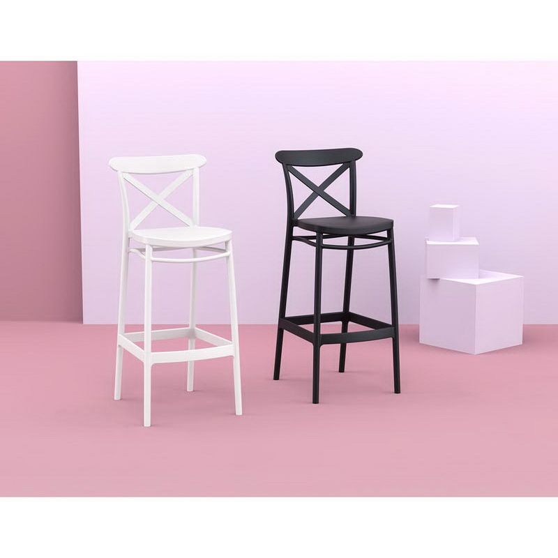 Siesta - Cross barstool 75 for indoor and outdoor, Dark Grey - Image 3