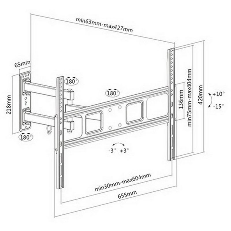 Classic Full-Motion Tv Wall Mount For Most 37"-70" Led, Lcd Flat Panel Tvs - Image 2