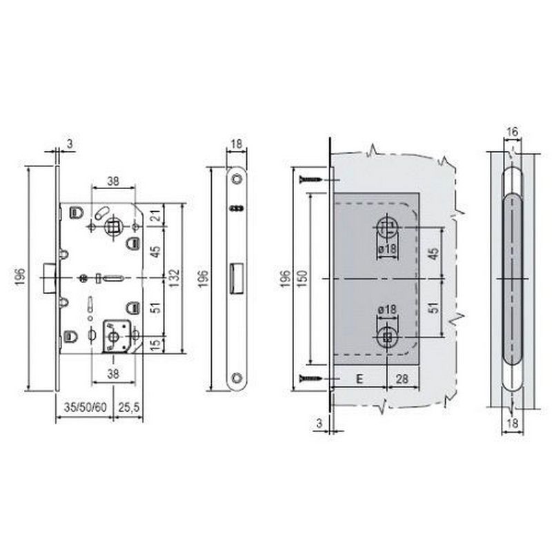 Interior Lock Agb Wc Mediana Polaris-Black - Image 3
