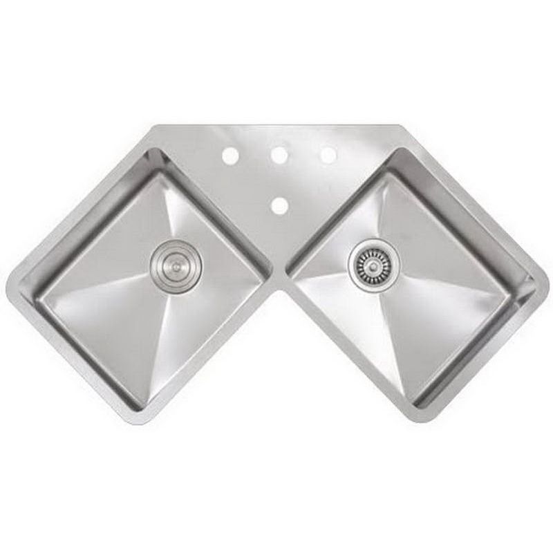 Butterfly Corner Stainless Steel Kitchen Sink Double Bowl - Image 2