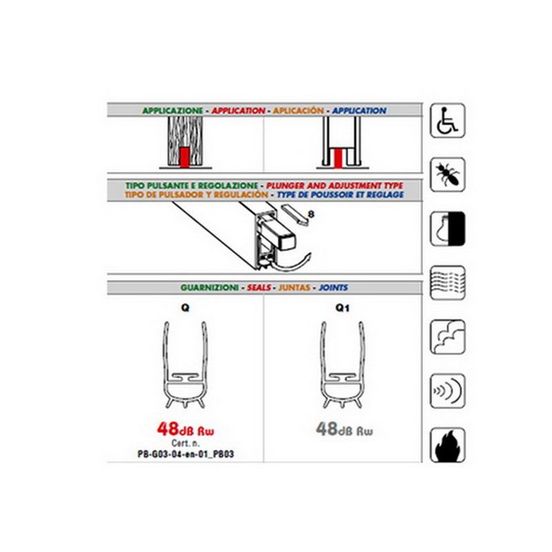 Drop Down Seal With Steel Brackets Fastening System, Fire Resistant. 93 Cm - Image 3