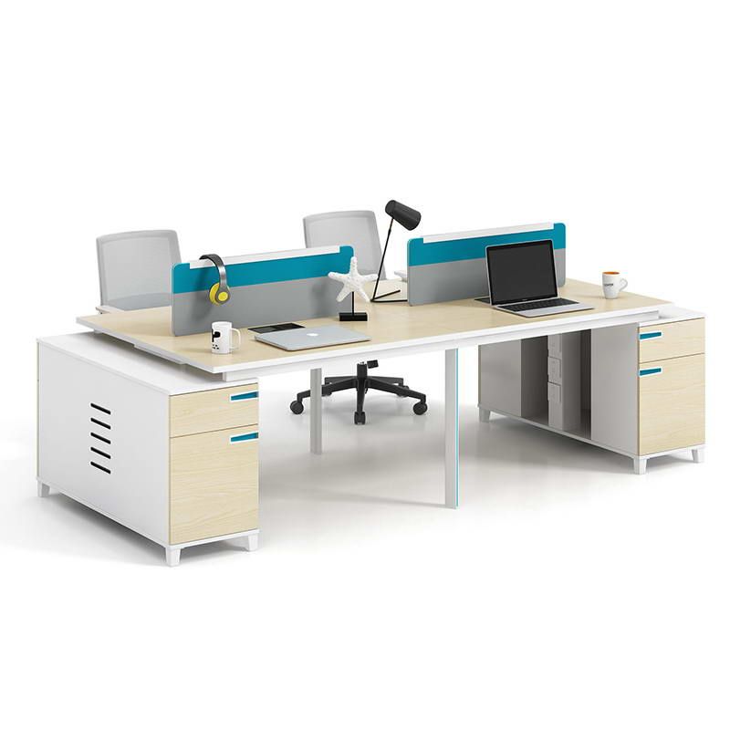 Office Furniture 4 Staff Workstation, White - Image 2