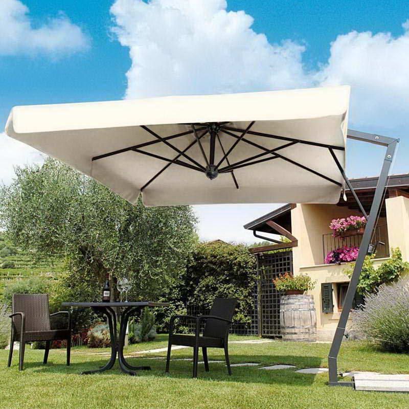 Napoli Braccio Umbrella 3M anthracite aluminium frame, Cloth Color Beige with valance - Image 2