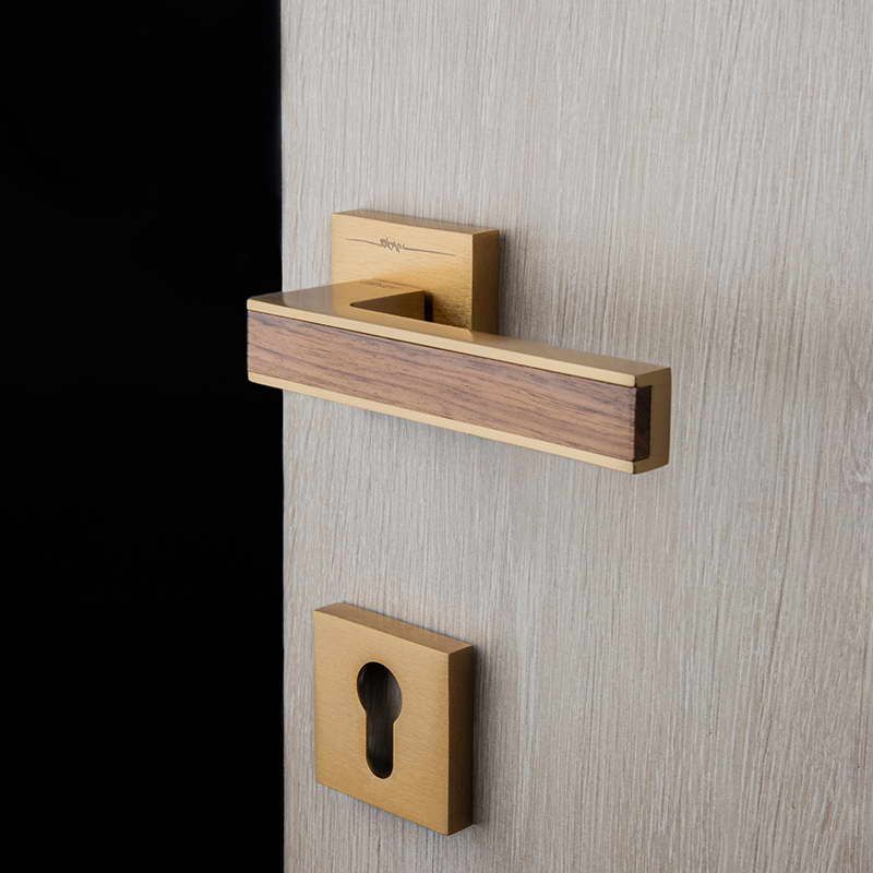 Door Handles With Square Wc Satin Gold - Image 3