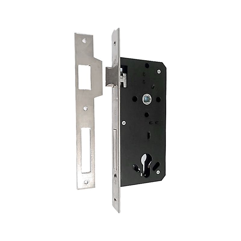 AFM Mortise lock for wooden door, 2 Throws, 45*85 mm, 54 mm Deadbolt, with cylinder and 5 computer keys, Satin Nickel - Image 3