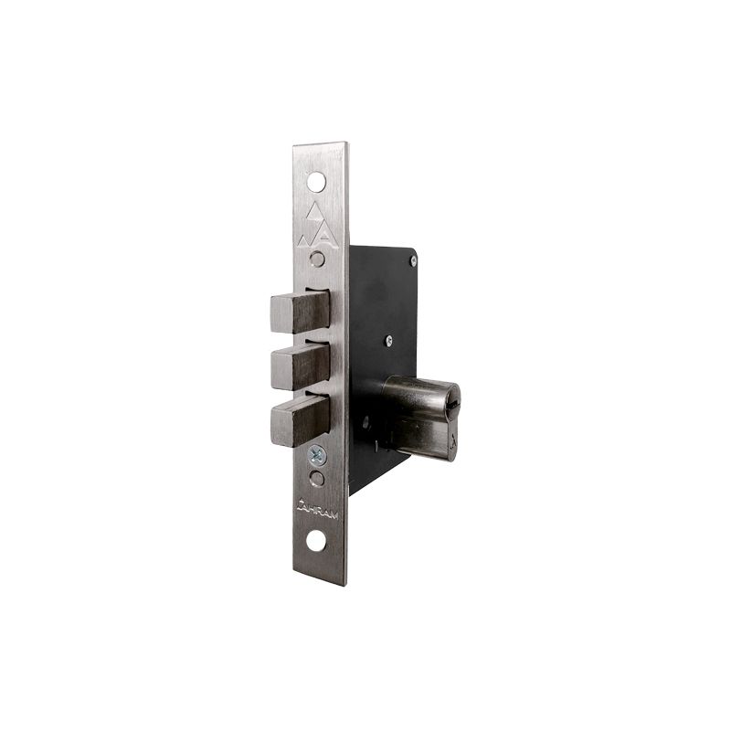 Ahram Mortise External Lock, Triple Square Deadbolt, Only 2 throws, Backset 45 mm, with cylinder and 5 computer keys, Satin Nickel - Image 2