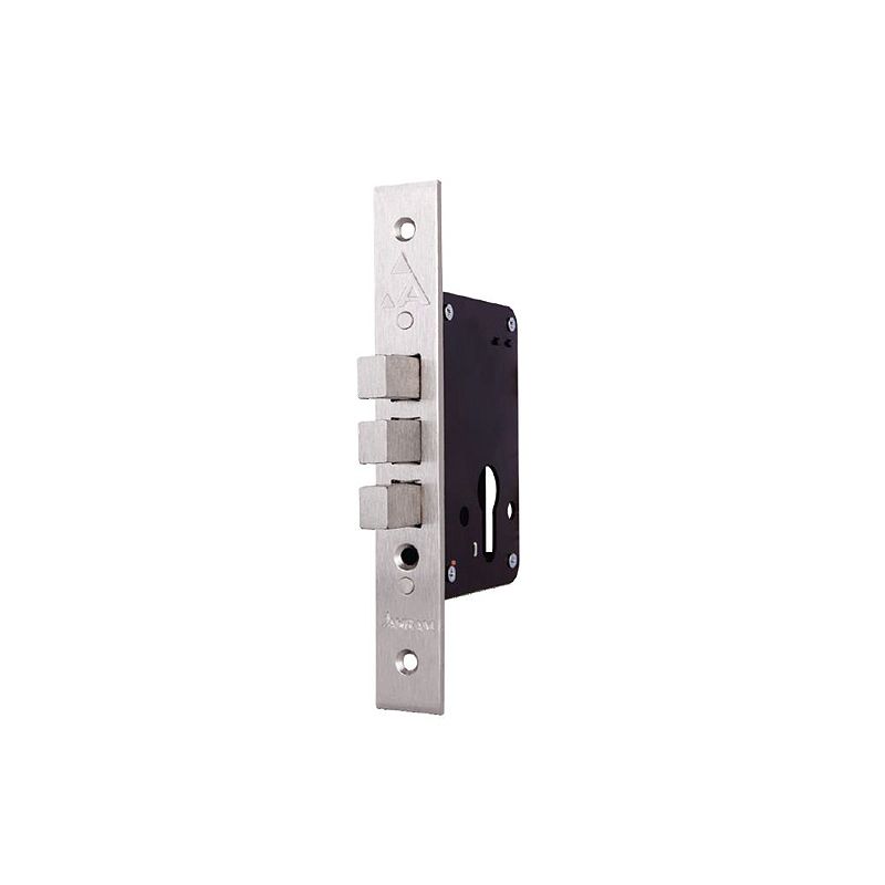 Ahram Mortise External Lock, Triple Square Deadbolt, Only 2 throws, Backset 45 mm, with cylinder and 5 computer keys, Satin Nickel - Image 3