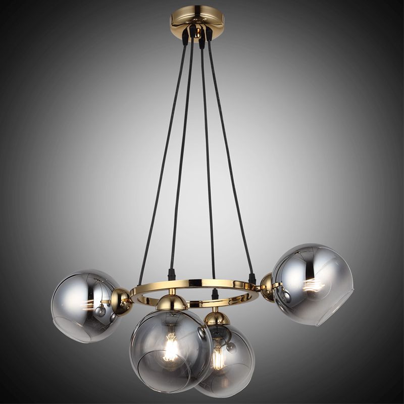 Modern Round Pendant Chandelier 4XE27 Dark Golden - Image 3