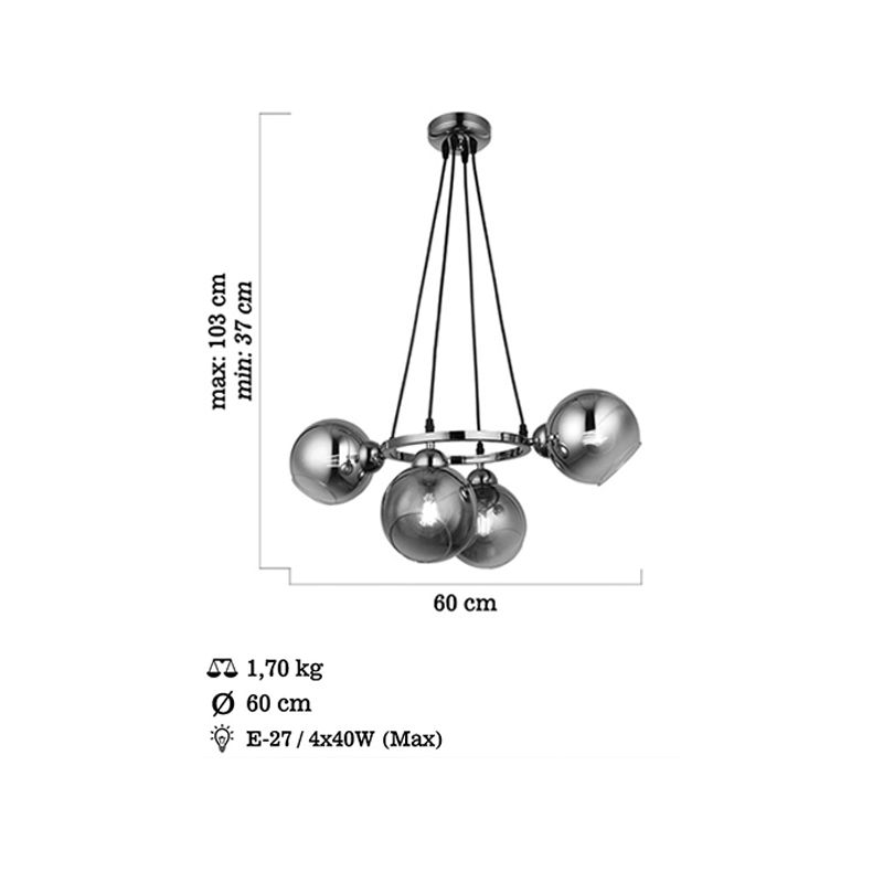 Modern Round Pendant Chandelier 4XE27 Dark Golden - Image 2