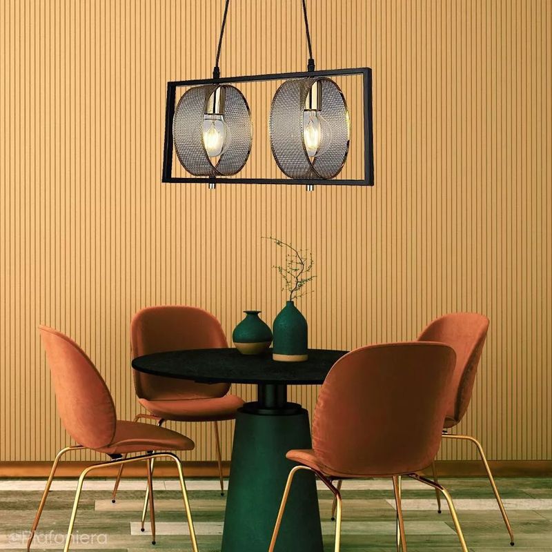 Modern Pendant Chandelier 2XE27 Black X Gold - Image 3