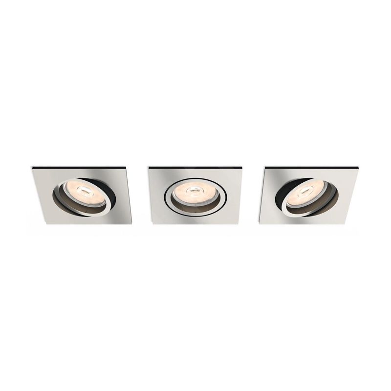Philips set LED Recessed spot light housing 3XGU10, nickel, square - Image 3