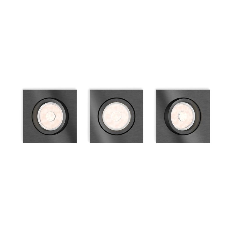 Philips set LED Recessed spot light housing 3XGU10, grey, square - Image 3