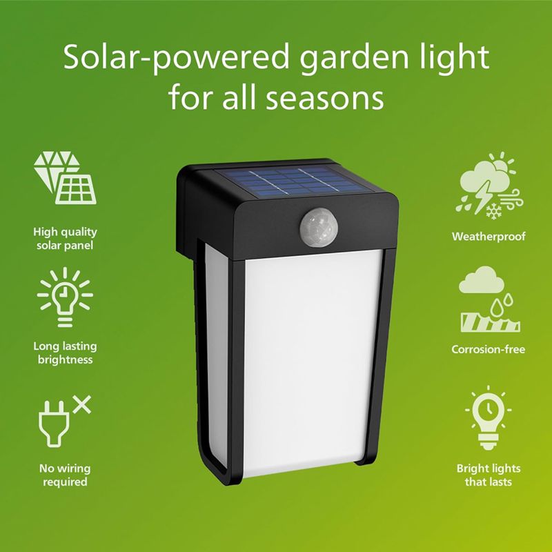 Philips Shroud wall light 2.3W Outdoor luminaires 2700K, Black X White, Motion Sensor, Solar, IP44 Weatherproof - Image 3