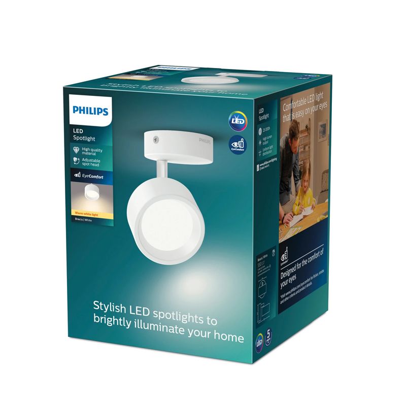 Philips - Bracia Ceiling/Wall Spotlight 1*5.5W warm white 2700K, ClickFix, White - Image 5