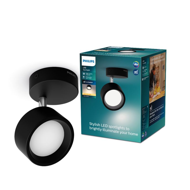 Philips - Bracia Ceiling/Wall Spotlight 1*5.5W warm white 2700K, ClickFix, Black - Image 5