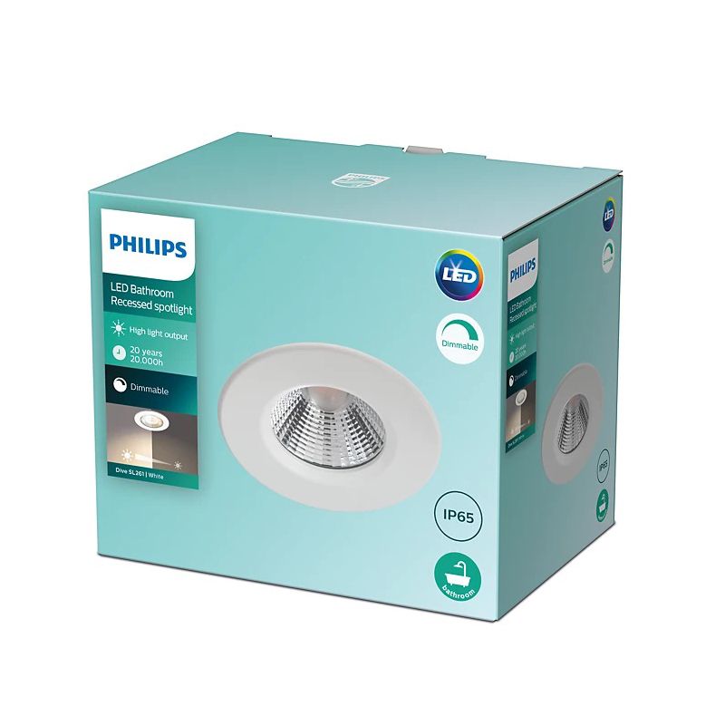 Philips Recessed spot light 7cm 5.5W warm 350 LM, White -IP65 - Image 3