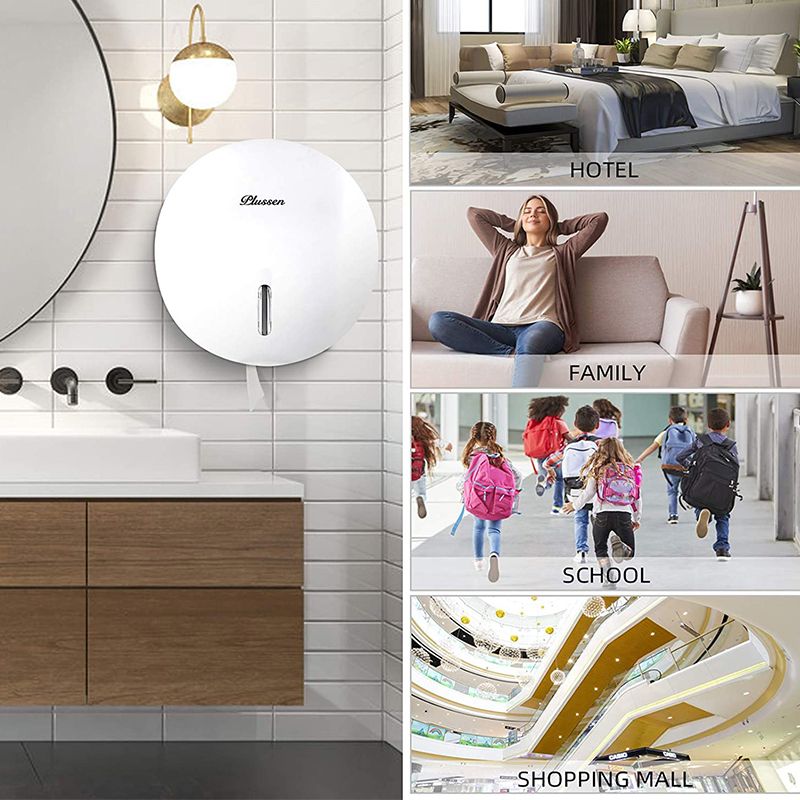 Toilet Paper Towel Dispenser Wall Mounted Jumbo Roll, White - Image 2