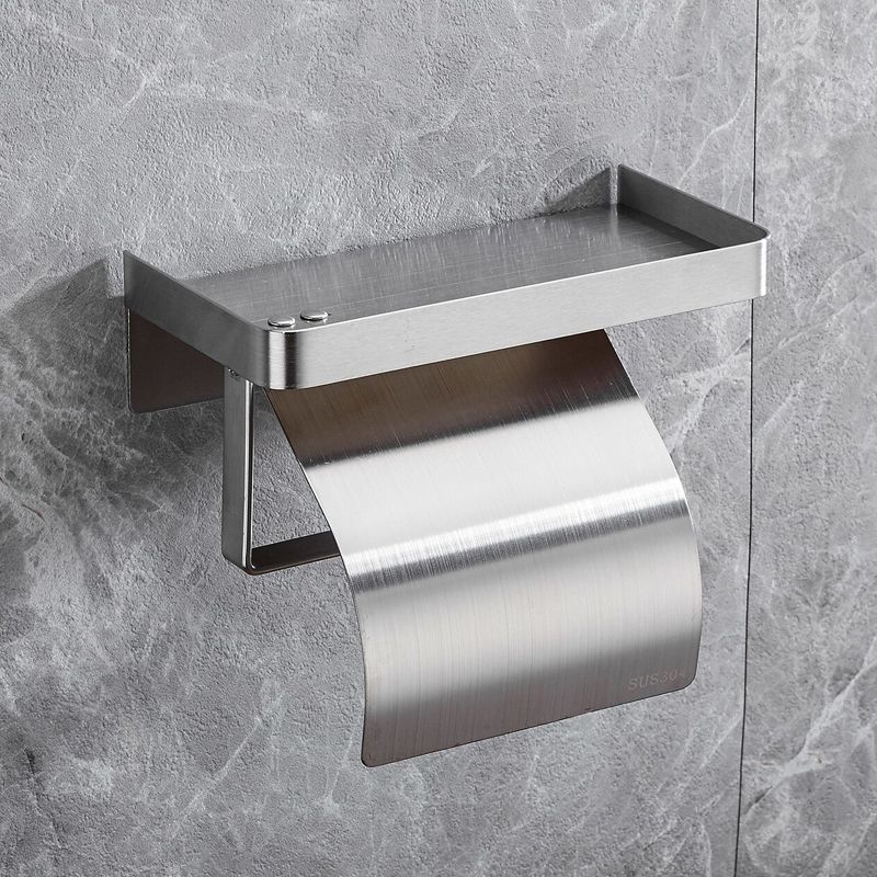 Stainless Steel Toilet Paper Roll Holder with Shelf Phone - Image 3