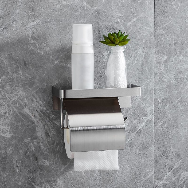 Stainless Steel Toilet Paper Roll Holder with Shelf Phone - Image 4