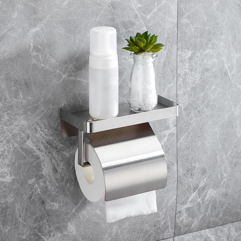 Stainless Steel Toilet Paper Roll Holder with Shelf Phone - Image 2