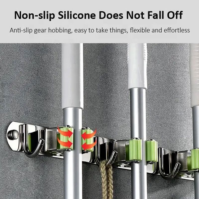 Stainless Steel Mop Organizer With Holder 38cm, Wall mount - Image 5