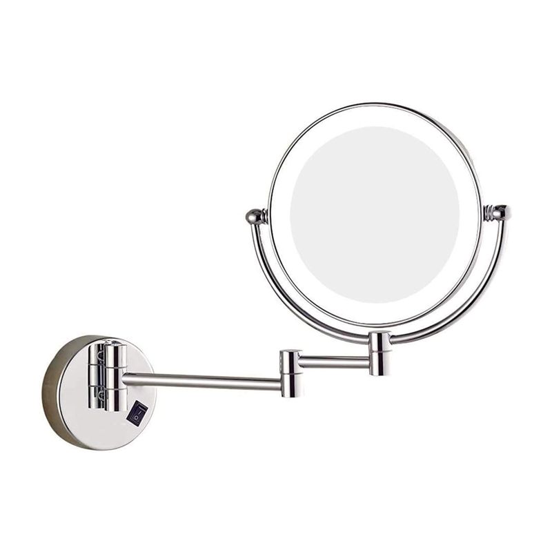 Magnifying Wall-mounted Makeup Mirror with Lighting, Chrome - Image 3