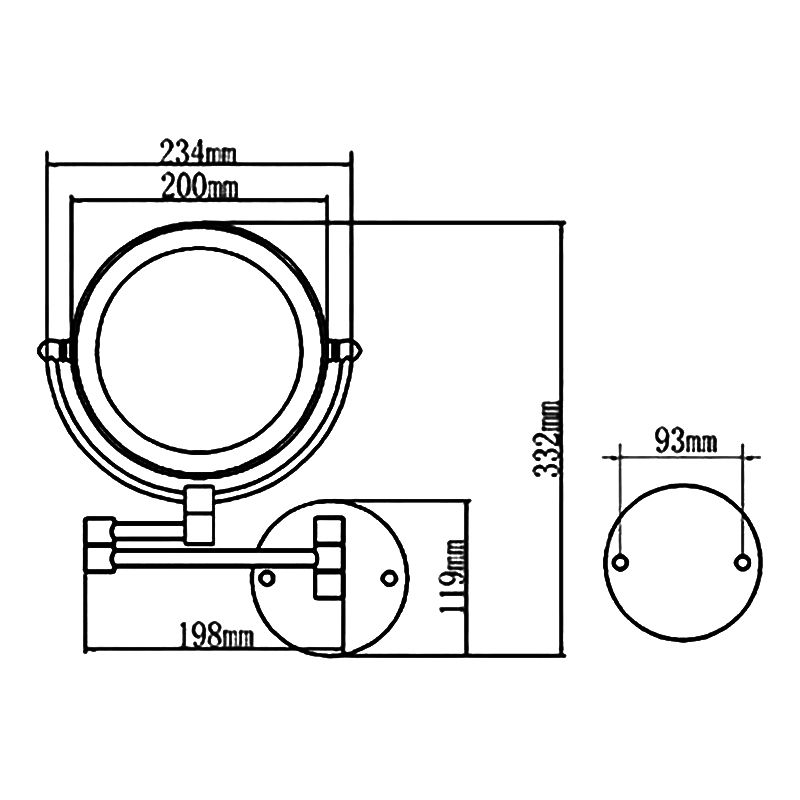 Magnifying Wall-mounted Makeup Mirror with Lighting, Chrome - Image 4