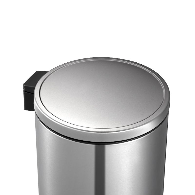 Round dustbin with stainless steel pedal 5L fingerprint resistant - Image 3