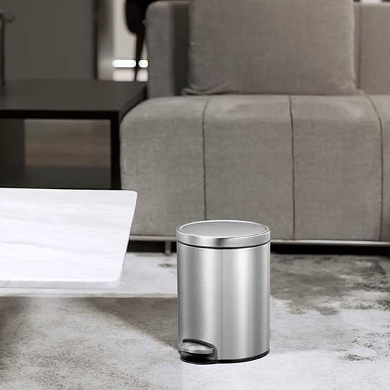 Round dustbin with stainless steel pedal 5L fingerprint resistant - Image 2