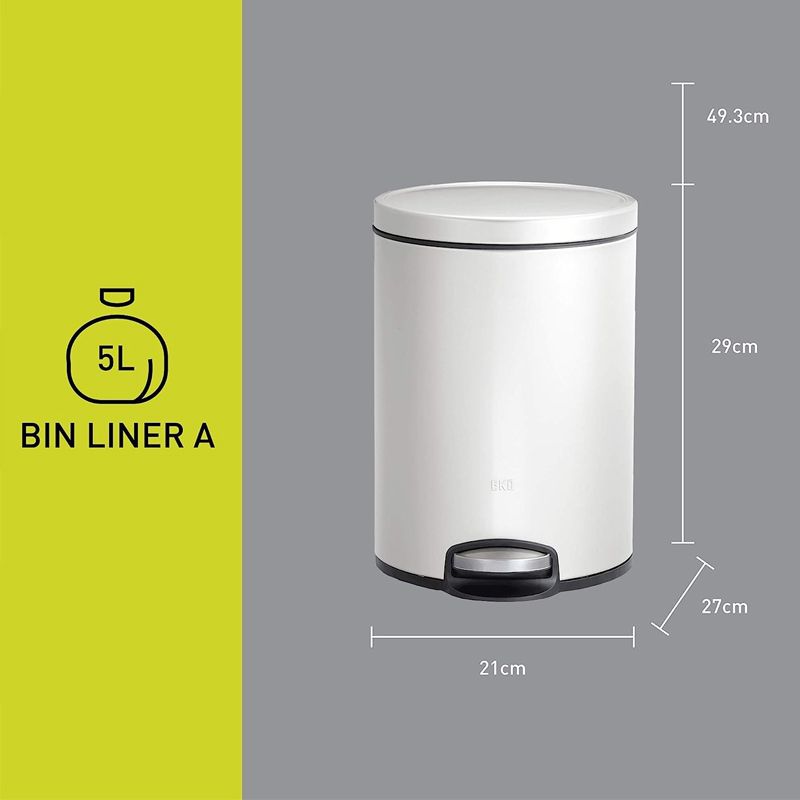 Round dustbin with stainless steel pedal 5L fingerprint resistant - Image 8