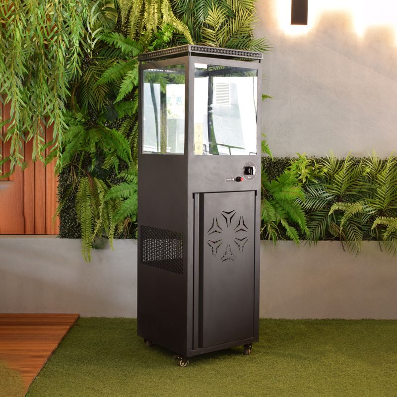 Patio Heater Outdoor With Wheels in Black - Image 2