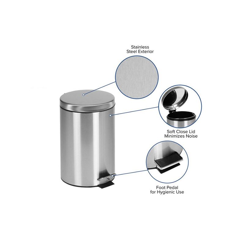 Tyker stainless steel pedal bin 15L with soft close - Image 3