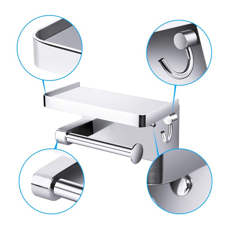 TYKER Toilet Paper Holder with Large Anti-Slip Phone Shelf and Multipurpose Holder.Stainless Steel - Image 3