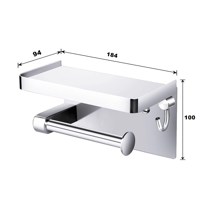 TYKER Toilet Paper Holder with Large Anti-Slip Phone Shelf and Multipurpose Holder.Stainless Steel - Image 7