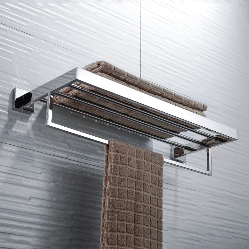TYKER Hotel Stainless Steel Bathroom Towel Shelf mirror finish - Image 3