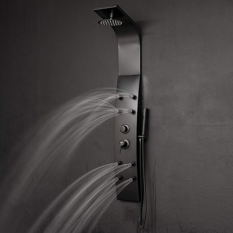 Gravity - Multifunction Stainless Steel Shower Panel System With Adjustable Rainfall Shower Head And Handheld Shower head in matt black - Image 2