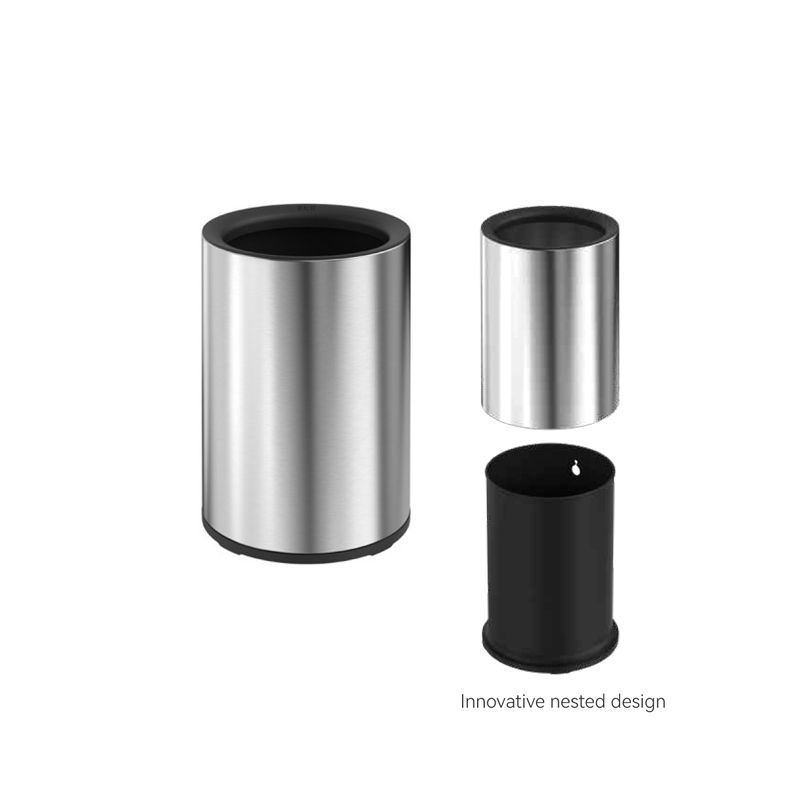 Classic round open top trash bin 10 L, Matt Stainless Steel - Image 2
