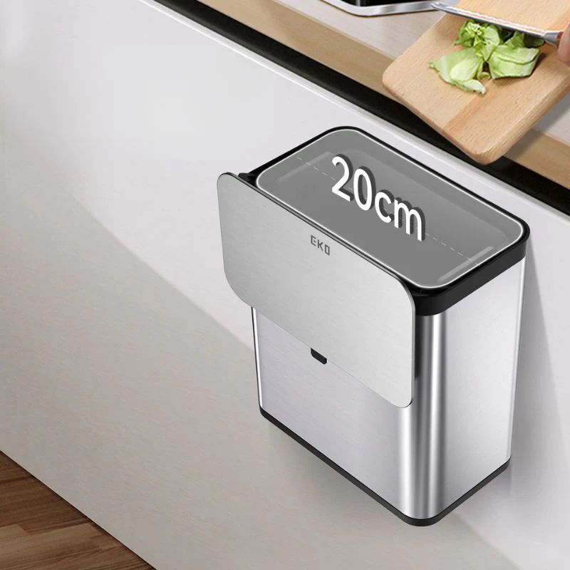PURO FOOD WASTE CADDY Stainless steel with plastic inner bucket 7L, Silver - Image 5