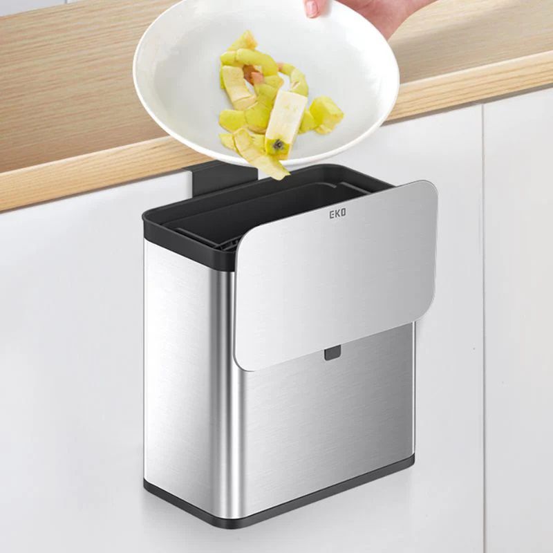 PURO FOOD WASTE CADDY Stainless steel with plastic inner bucket 7L, Silver - Image 6