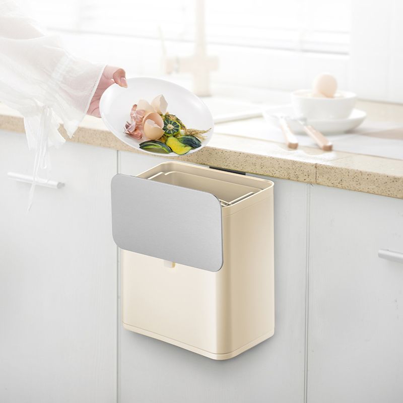 PURO FOOD WASTE CADDY Stainless steel with plastic inner bucket 7L, Beige X Silver - Image 8