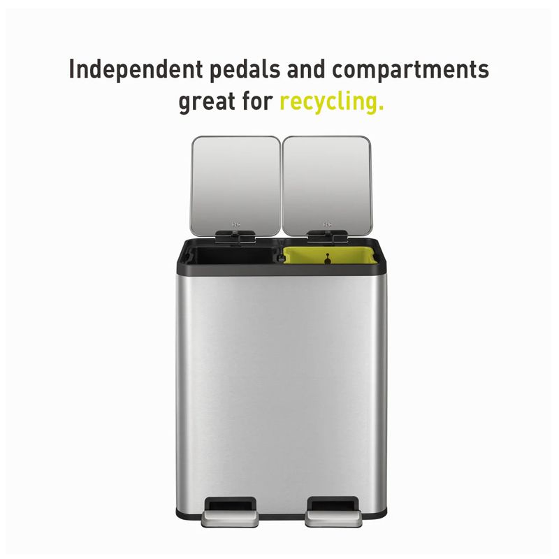 Ecocasa Recycling Pedal Bin 30L+30L Stainless Steel - Image 3