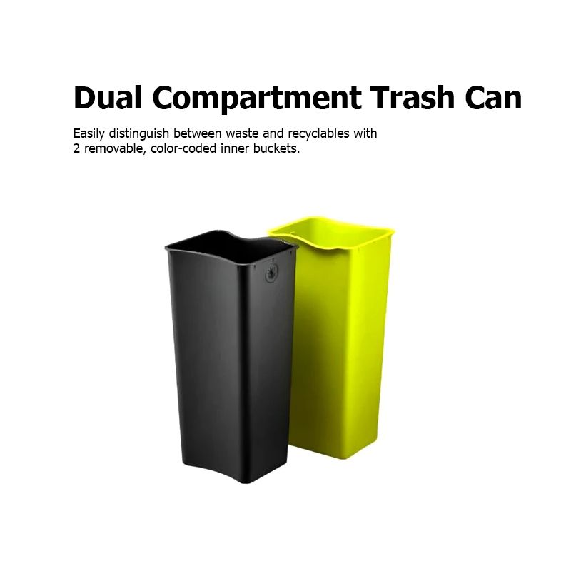 Ecocasa Recycling Pedal Bin 30L+30L Stainless Steel - Image 6