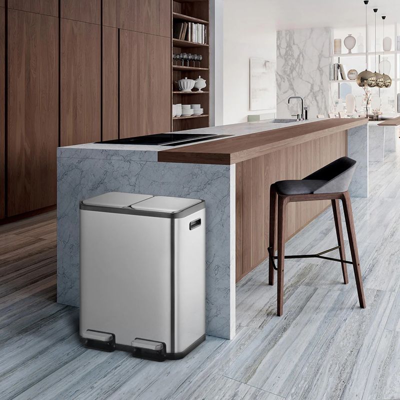 Ecocasa Recycling Pedal Bin 30L+30L Stainless Steel - Image 7