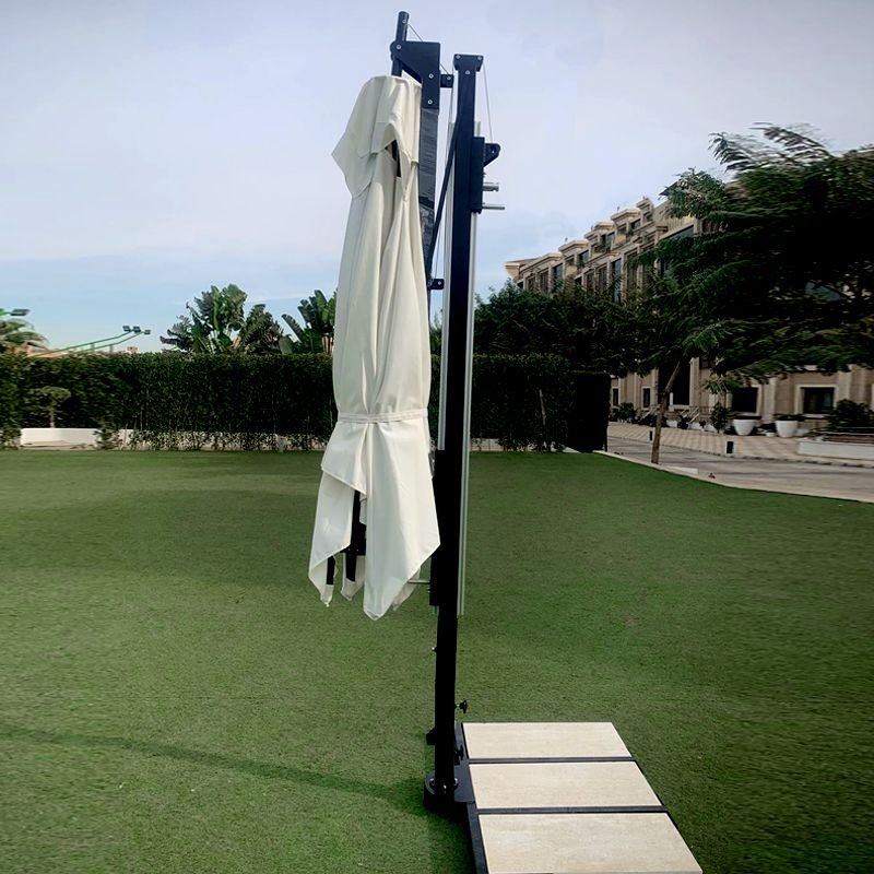HANIMEX outdoor cantilever umbrella 3M with smooth opening/closing system & marble base, Black X off-white - Image 3
