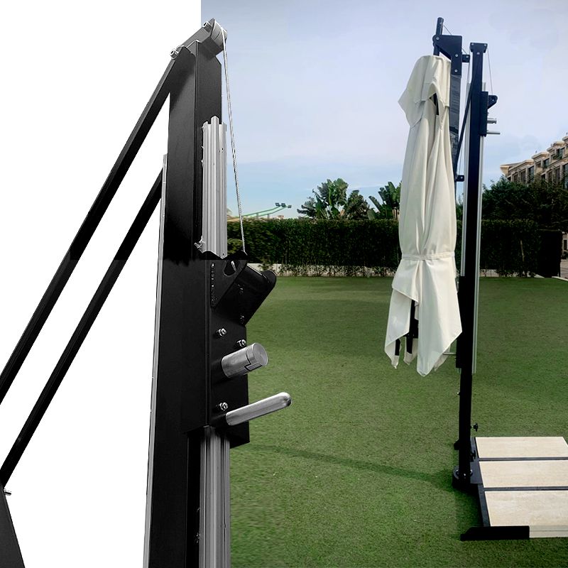 HANIMEX outdoor cantilever umbrella 3M with smooth opening/closing system & marble base, Black X off-white - Image 5