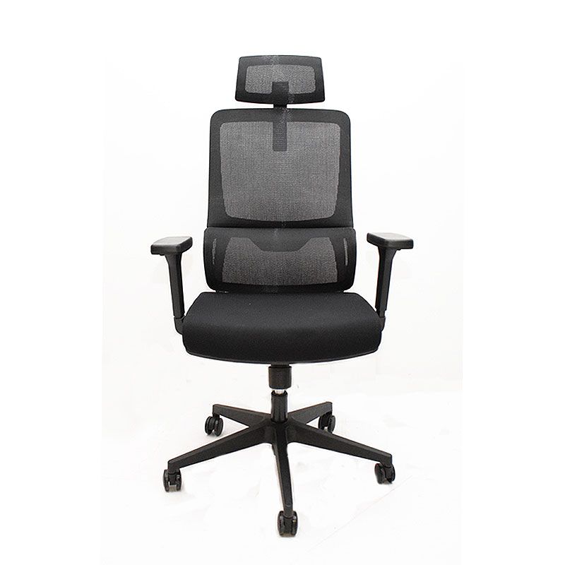 Chair office with 2D adjustment headrest and 3D armrests , Class 3 gas bar, 60mm PU casters, Black - Image 2