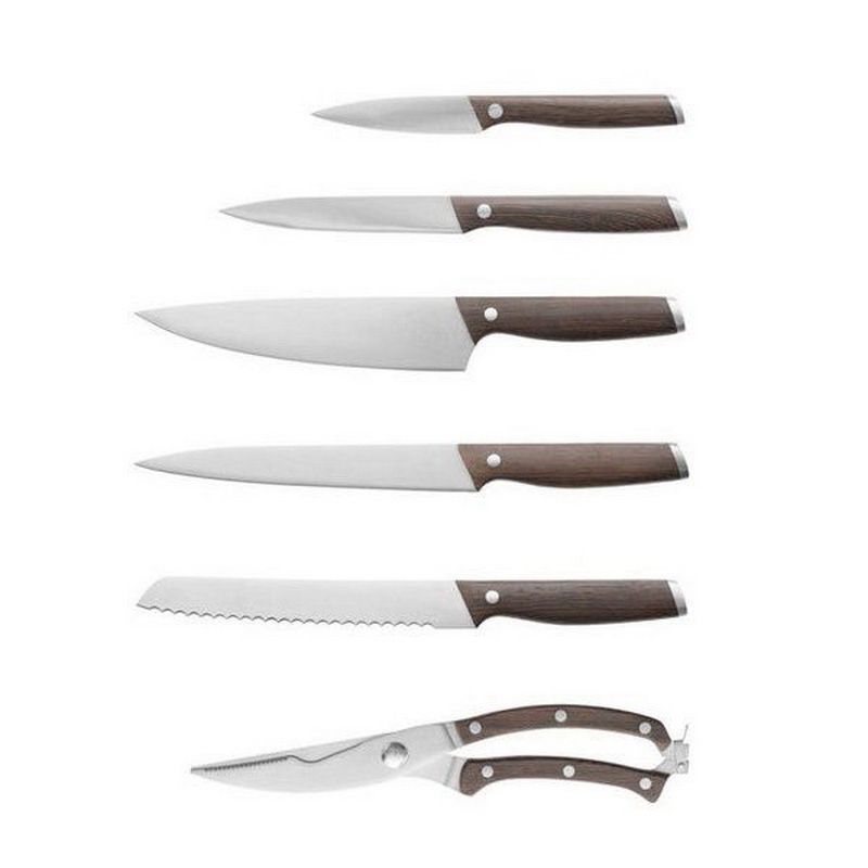 7-Pcs Stainless Steel Knives Set With Wooden Stand – Essentials - Image 2
