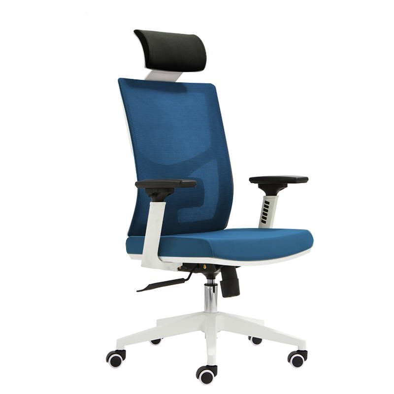 Swivel Chair Office With 3D Armrest Tiltable Chair White X Blue - Image 2